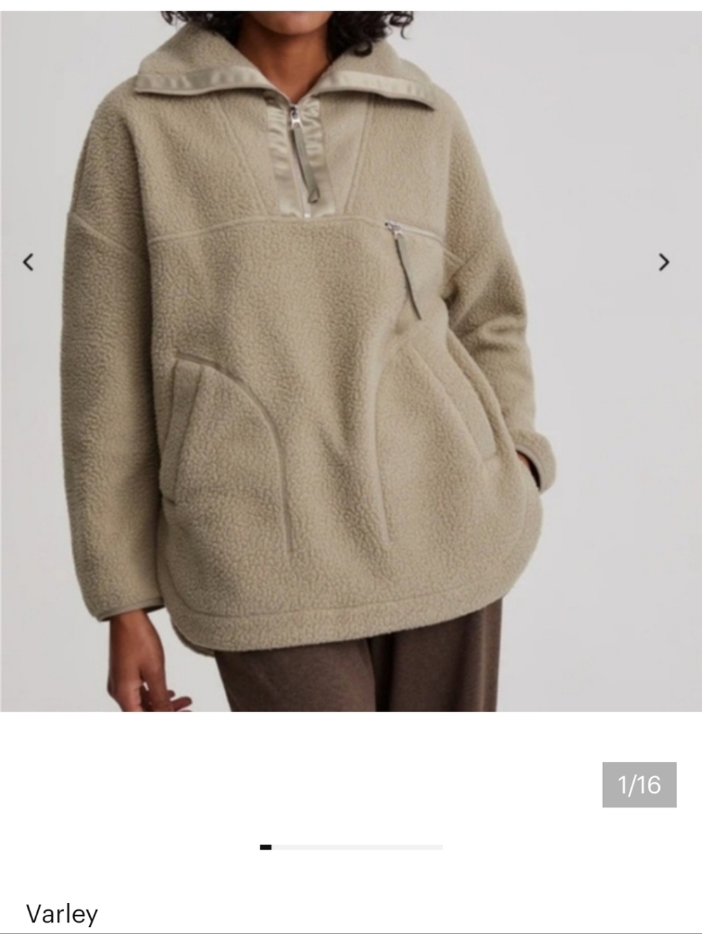 Varley Daniel Fleece Sweatshirt Half Quarter Zip Faux Sherpa Teddy Tunic Size M